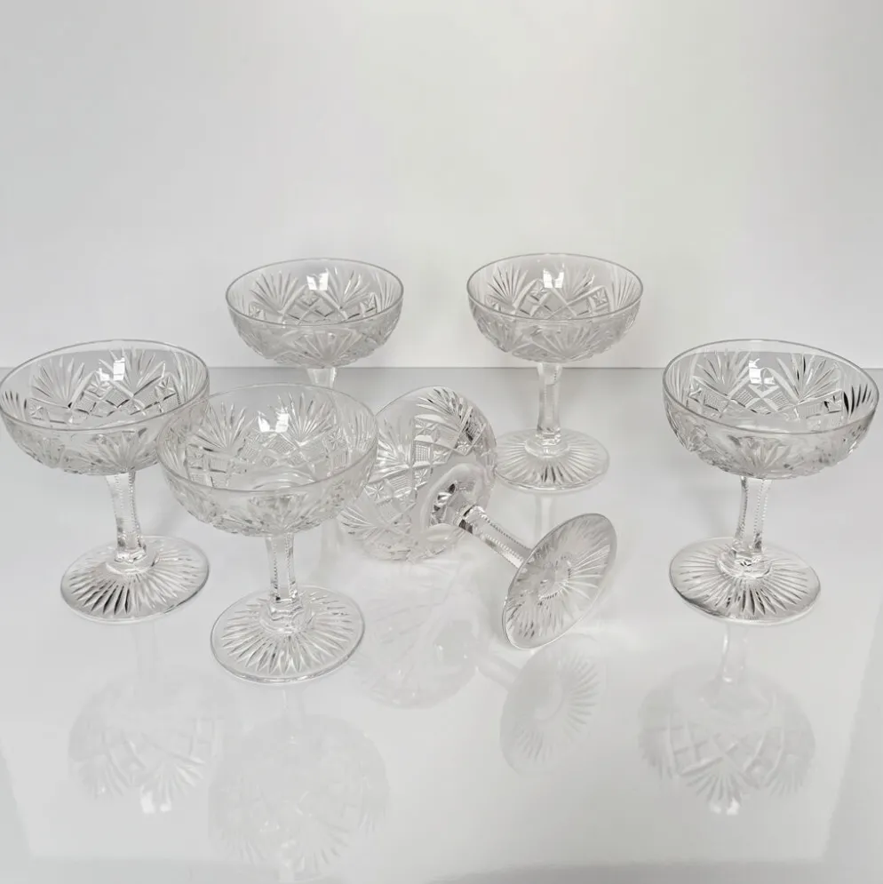 Lot de 6 coupes à champagne en cristal de Saint-Louis | Modèle Gavarni