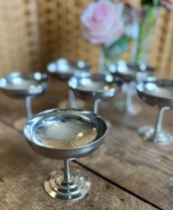 Lot de 6 coupes à dessert vintage en inox
