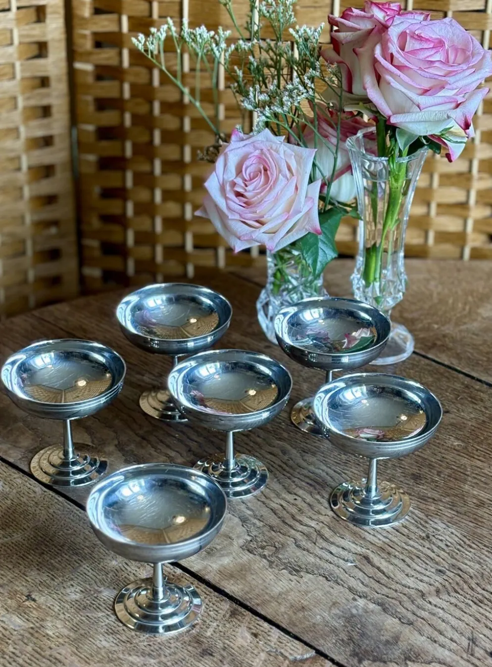 Lot de 6 coupes à dessert vintage en inox