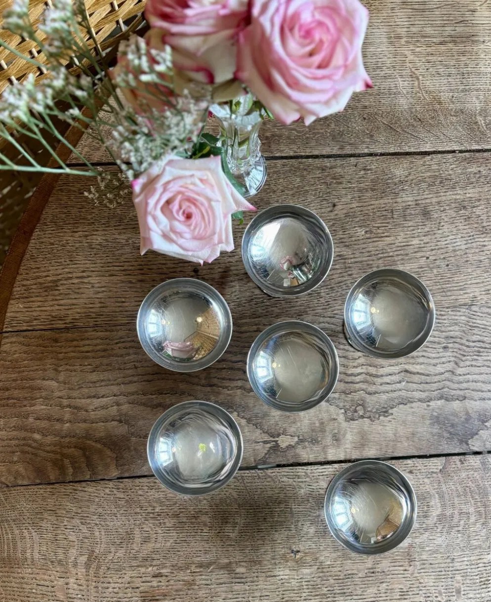 Lot de 6 coupes à dessert vintage en inox
