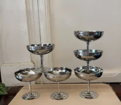 Lot de 6 coupes à dessert vintage en inox