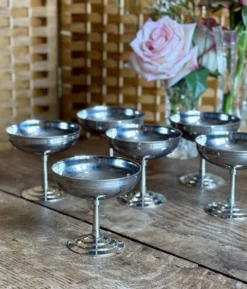 Lot de 6 coupes à dessert vintage en inox