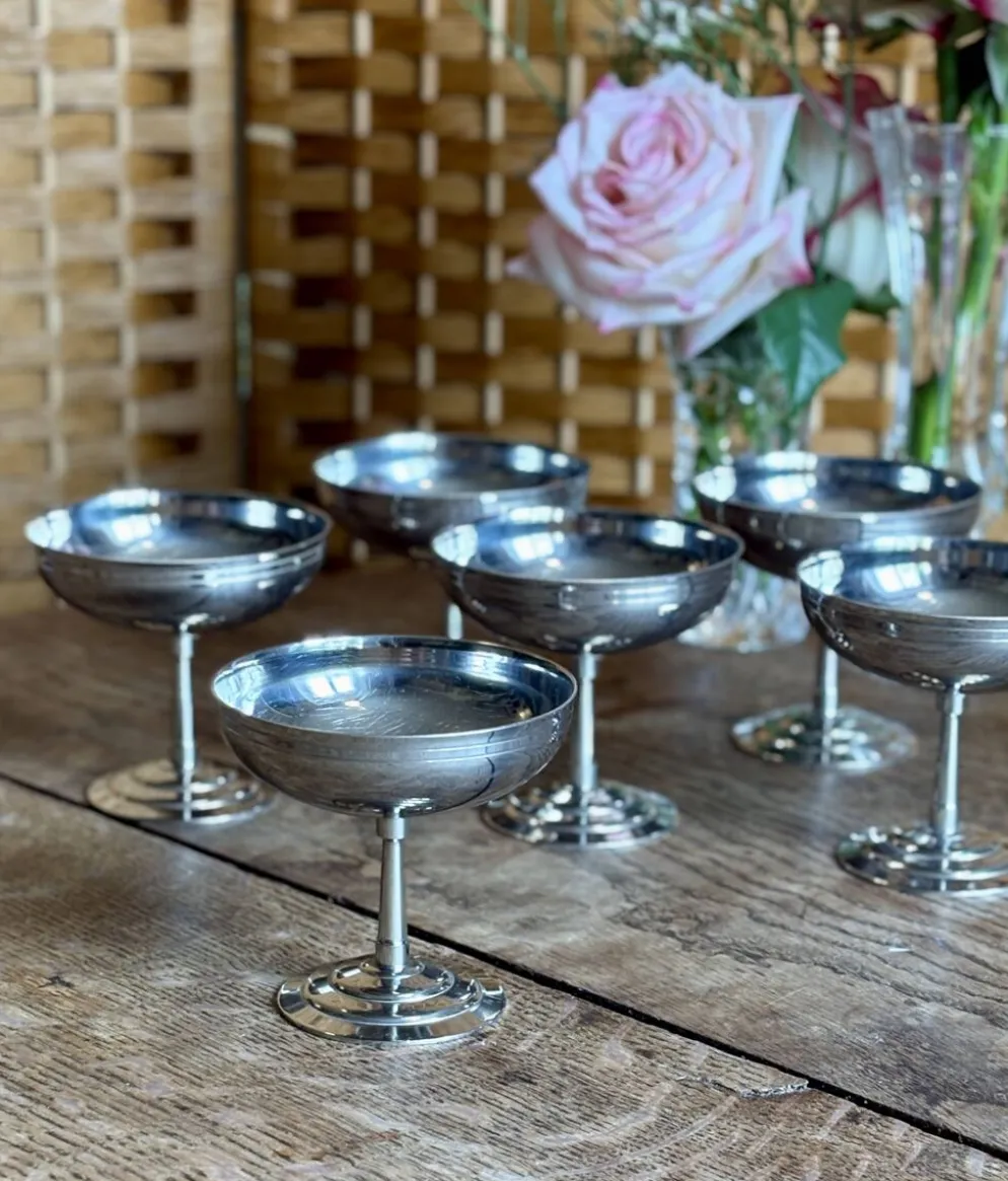 Lot de 6 coupes à dessert vintage en inox