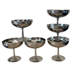 Lot de 6 coupes à dessert vintage en inox