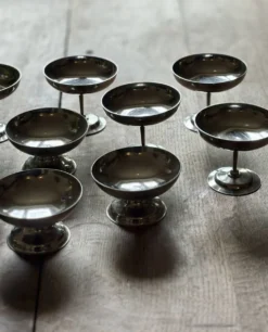 Lot de 9 coupes à dessert vintage en inox argenté