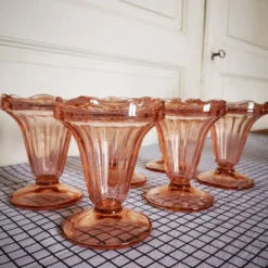 Lot de 6 coupes à glace Rosaline – Luminarc – Années 1970