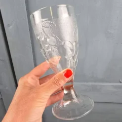 Lot de 2 coupes à glace vintage CODEC décor fruits en relief – Verre moulé