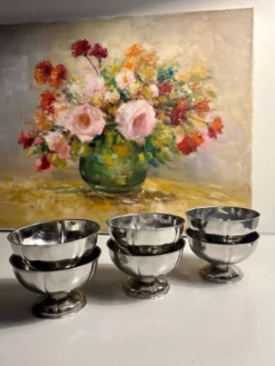 Lot de 6 coupes à glace vintage en métal argenté
