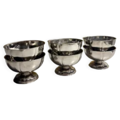 Lot de 6 coupes à glace vintage en métal argenté