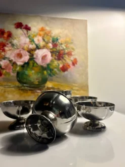 Lot de 6 coupes à glace vintage en métal argenté