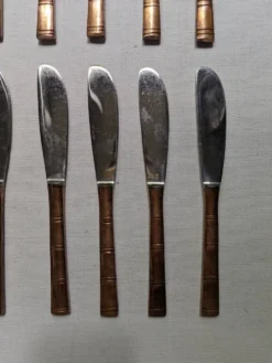 Lot de 12 couteaux à dessert façon bambou en laiton