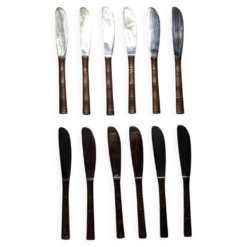 Lot de 12 couteaux à dessert façon bambou en laiton