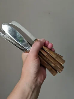 Lot de 12 couteaux à dessert façon bambou en laiton