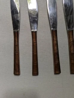 Lot de 12 couteaux à dessert façon bambou en laiton