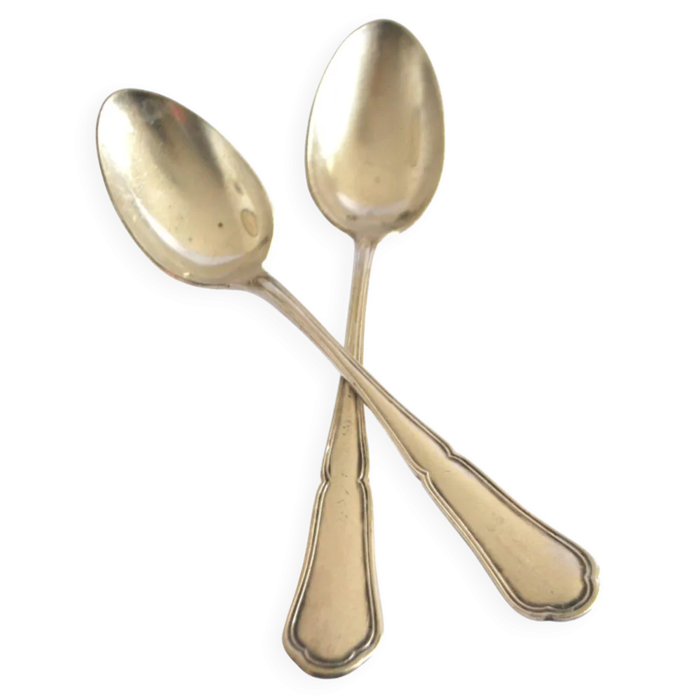 Lot de 2 cuillères à café en argenterie filet orfèvre C&L 14,5 cm
