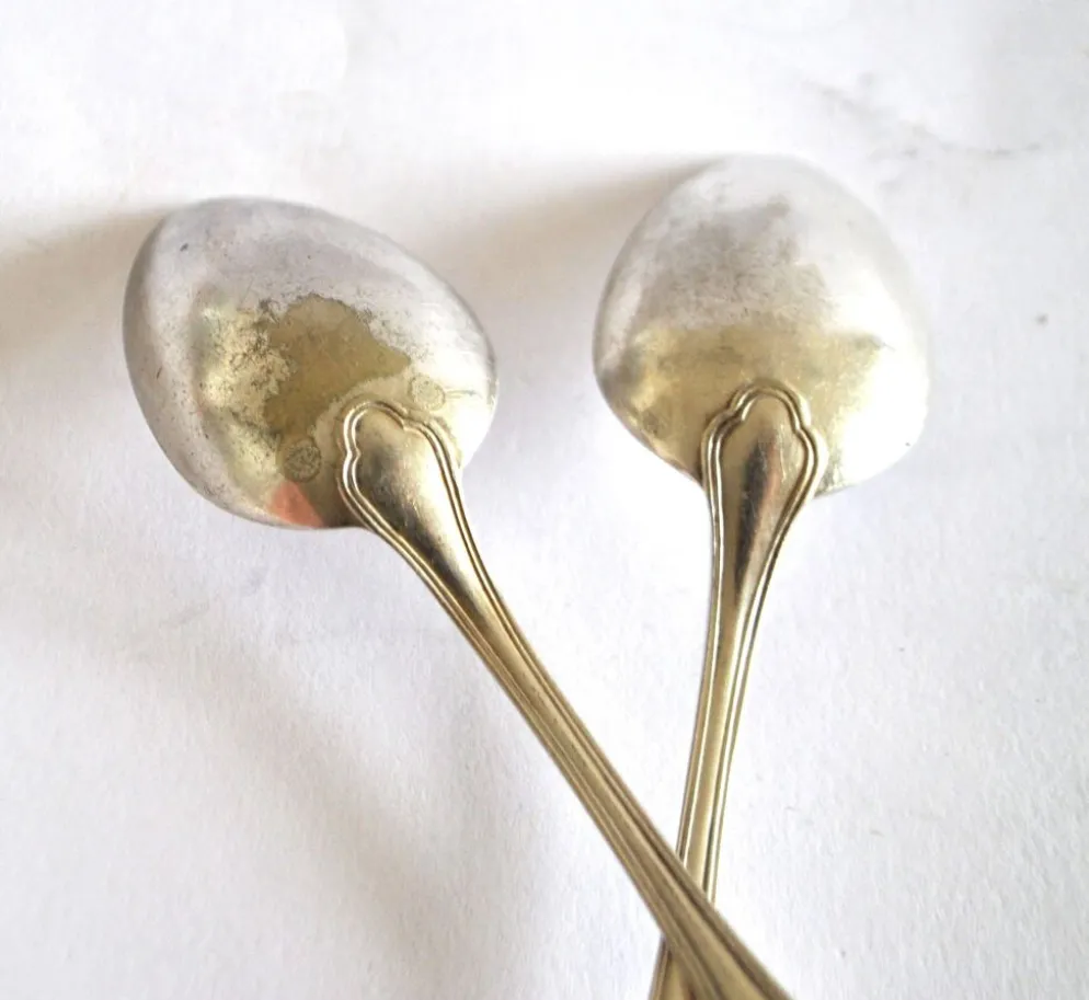 Lot de 2 cuillères à café en argenterie filet orfèvre C&L 14,5 cm