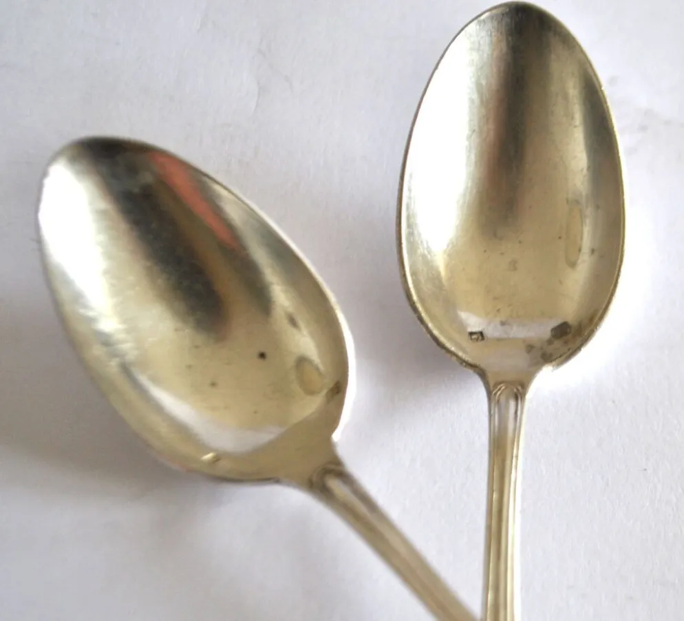 Lot de 2 cuillères à café en argenterie filet orfèvre C&L 14,5 cm