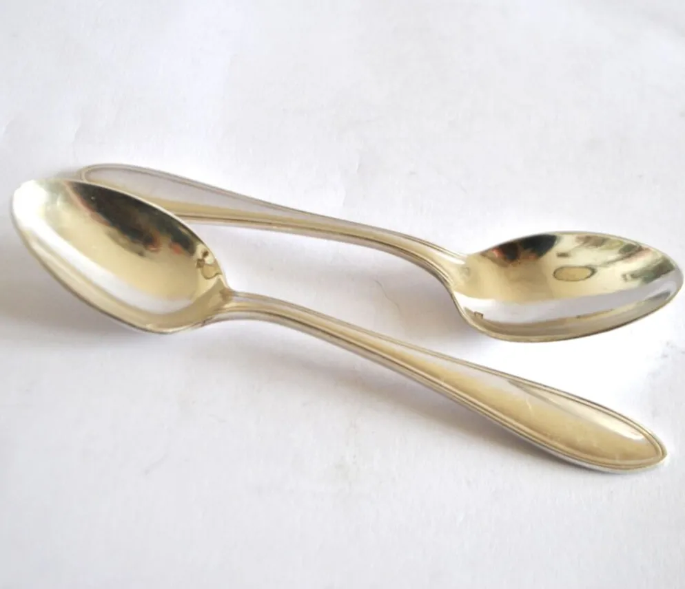 Lot de 2 cuillères à café en argenterie filet orfèvre JA 13,5 cm