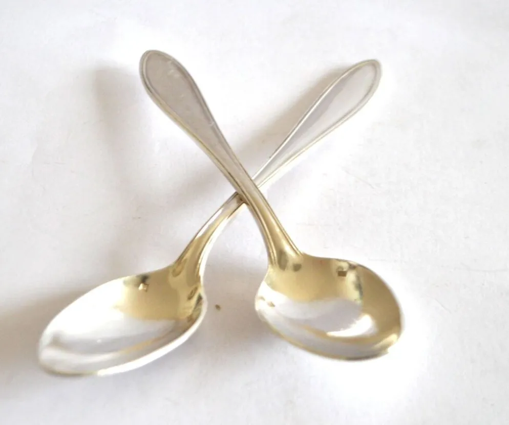 Lot de 2 cuillères à café en argenterie filet orfèvre JA 13,5 cm