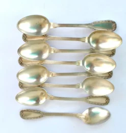 Lot de 8 cuillères à café en métal argenté boulenger décor de rinceaux 14cm