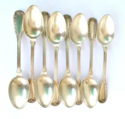Lot de 8 cuillères à café en métal argenté boulenger décor de rinceaux 14cm