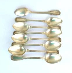Lot de 8 cuillères à café en métal argenté boulenger décor de rinceaux 14cm