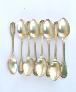 Lot de 8 cuillères à café en métal argenté boulenger décor de rinceaux 14cm