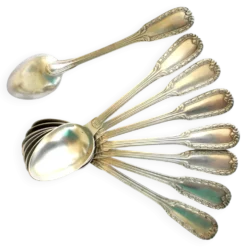 Lot de 8 cuillères à café en métal argenté boulenger décor de rinceaux 14cm