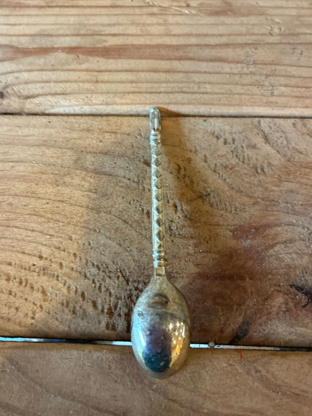 Lot de 5 cuillères à moka/café en métal argenté – Motif géométrique Ar