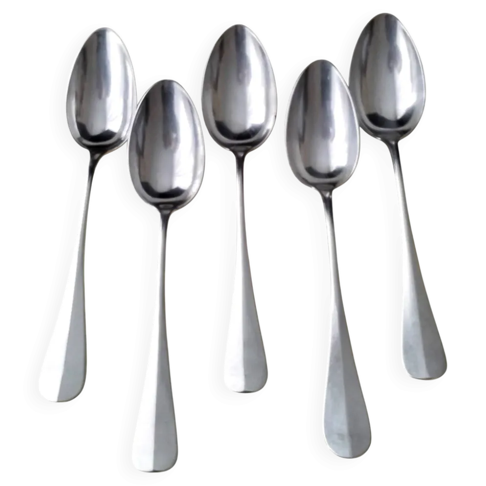 Lot de 5 cuillères à potage en Métal argenté Modèle Uniplat