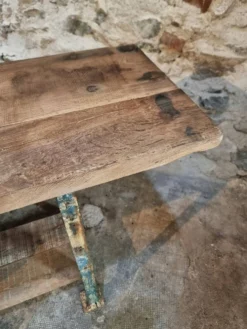 Îlot de cuisine industriel / table console avec base en fonte – France, milieu du XXe siècle