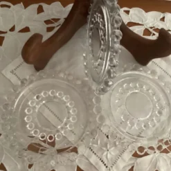 Lot de 3 dessous de bouteille bordure perles - vintge
