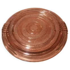 Lot de deux plats art déco en verre rosaline