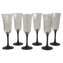 Lot de 6 flûtes à champagne Octime en verre à pied noir