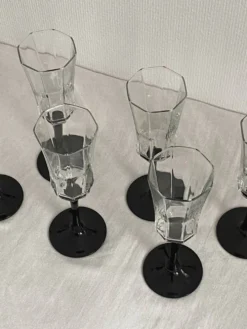 Lot de 6 flûtes à champagne Octime en verre à pied noir