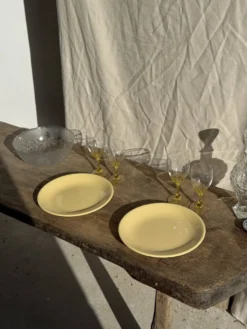 Lot de 2 grandes assiettes jaunes sans marque D25,5