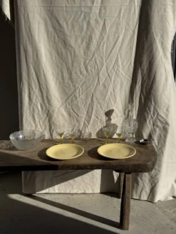 Lot de 2 grandes assiettes jaunes sans marque D25,5