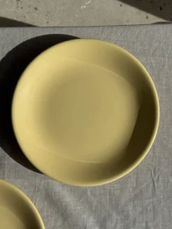 Lot de 2 grandes assiettes jaunes sans marque D25,5