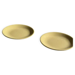 Lot de 2 grandes assiettes jaunes sans marque D25,5