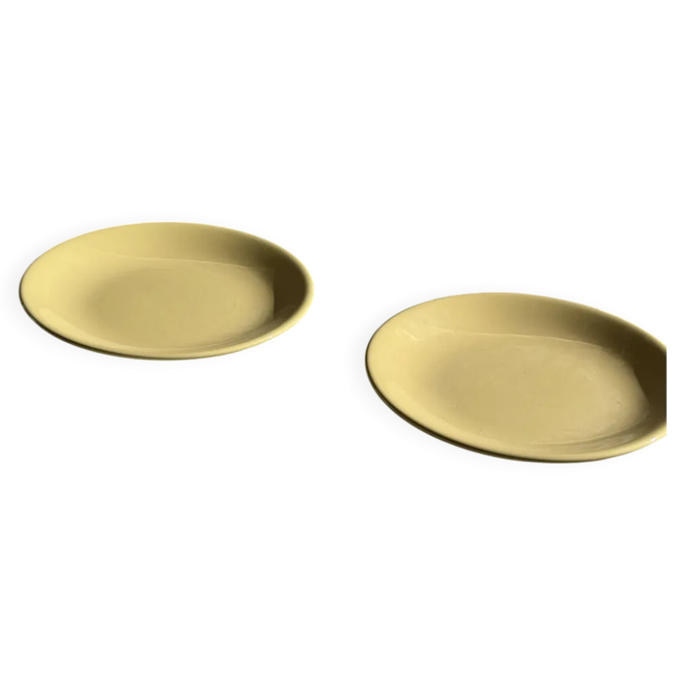 Lot de 2 grandes assiettes jaunes sans marque D25,5