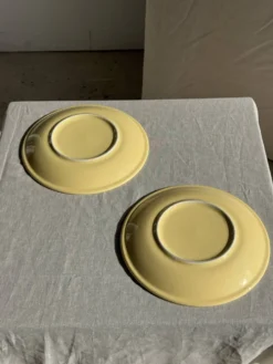 Lot de 2 grandes assiettes jaunes sans marque D25,5