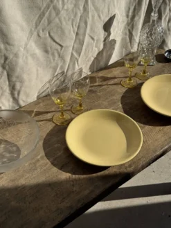 Lot de 2 grandes assiettes jaunes sans marque D25,5