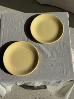 Lot de 2 grandes assiettes jaunes sans marque D25,5