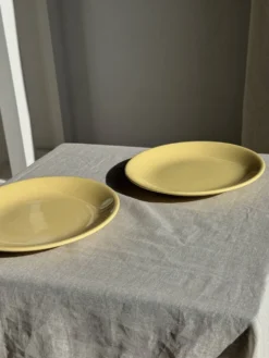 Lot de 2 grandes assiettes jaunes sans marque D25,5