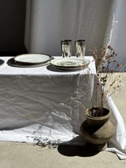Lot de 6 grandes assiettes vintage en porcelaine blanche à frise dorée D24