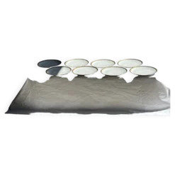 Lot de 6 grandes assiettes vintage en porcelaine blanche à frise dorée D24