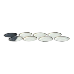 Lot de 6 grandes assiettes vintage en porcelaine blanche à frise dorée D24
