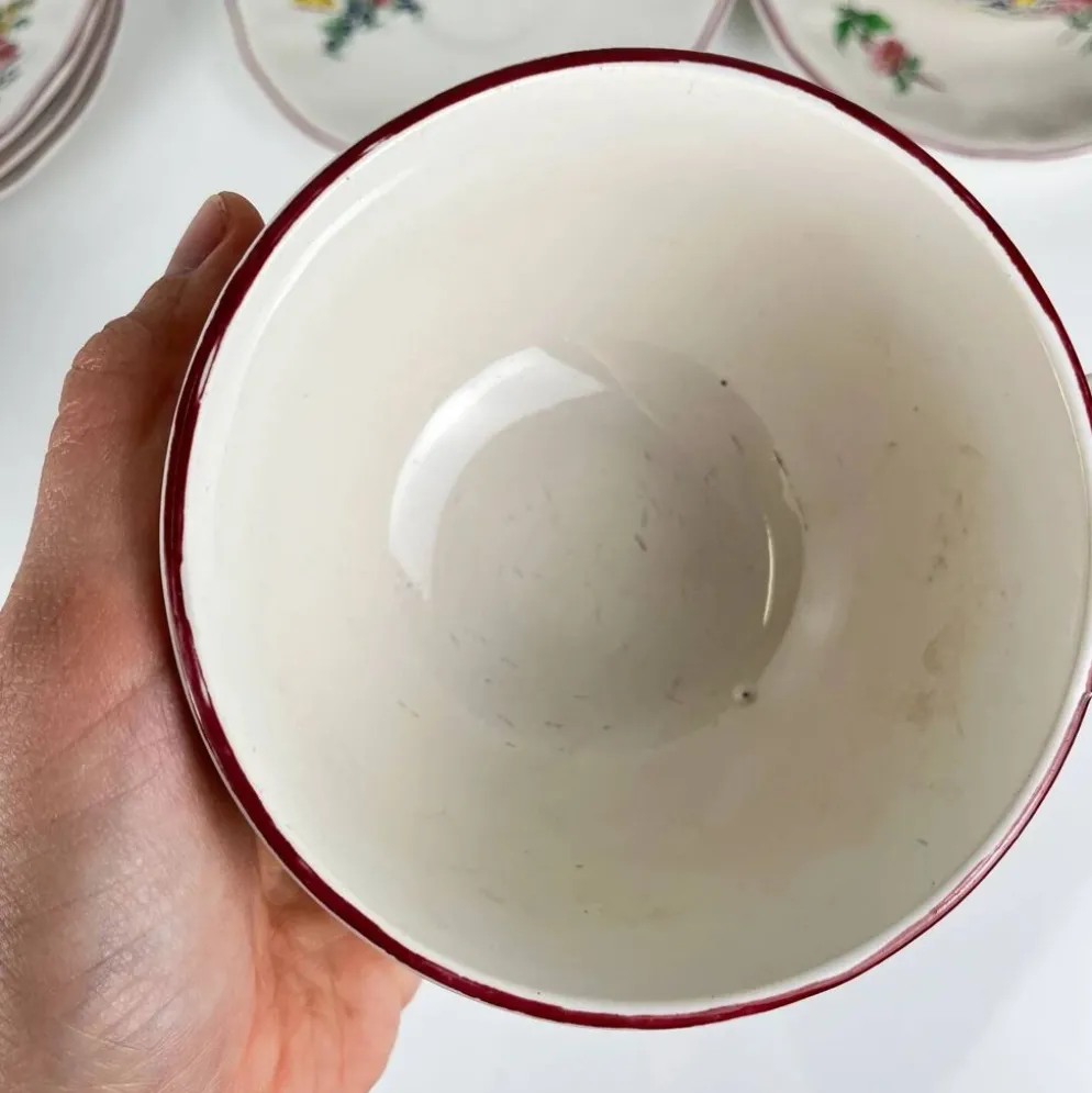 Lot de 5 grandes tasses avec soucoupes, modèle Réverbère par KG Lunéville