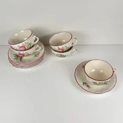Lot de 5 grandes tasses avec soucoupes, modèle Réverbère par KG Lunéville