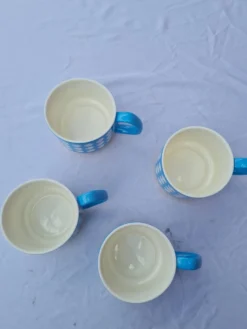 Lot de 4 grandes tasses en céramique au motif oiseaux - style rétro